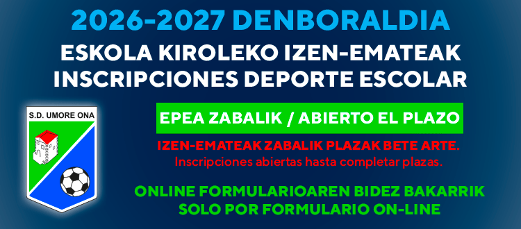 Eskola Kirolean izena ematea 2026-2027 Inscripciones Deporte Escolar 2026 -2027